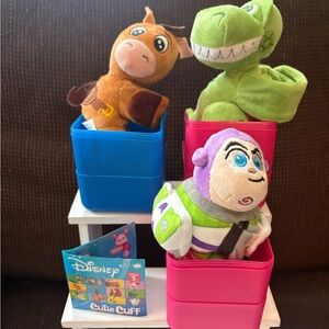 Disney Cutie Cuff Plush Trio — Green, Blue, Pink, Purple, Brown